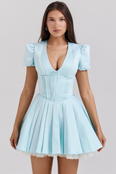 Imani Delicate Satin Pleated Mini Dress | Dress In Beauty